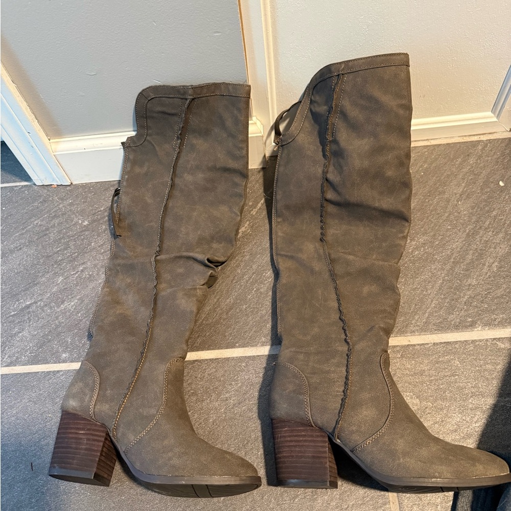 Very G Taupe Over the Knee Boots